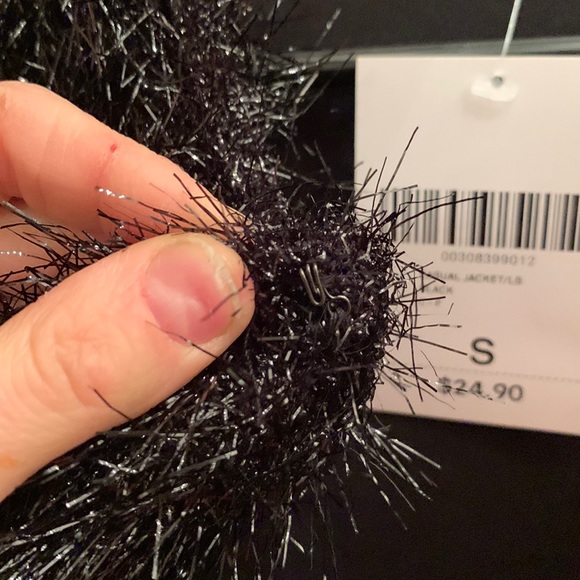 Forever 21 Black Tinsel Fur Cropped Blazer - Picture 4 of 7